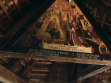 Gothic paintings of monestary foundation in Lucerne´s court. Wichard von Schwaben bows to the Virgin Mary with child handing her a model of the medieval Lucerne church.