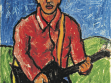 Uroš Djurić, Self-portrait with Gibson Explorer, 1991, Öl auf Leinwand.