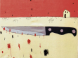 Jakub Hošek:  Knife play (Juego de Cuchillos), 2001-02, Acrílico sobre lienzo, 70x100cm