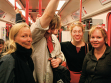 Petra Pennington, Darren Farquhar, Mirja Koponen, Sara Sinclair in the Prague subway. September 26, 2009. Photo by Alena Boika