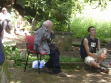 Gustav Metzger and Andrius Savickas in the founding conference of the DEad WOrkers Union (DEWOU-DAMTP) in Totnes Graveyard, Devon, UK, 2010